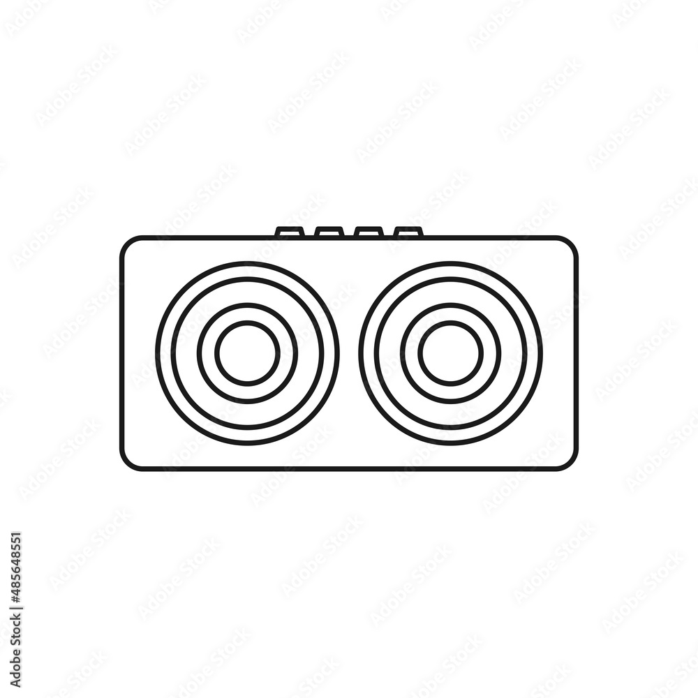 Speaker Black and White Icon in Outline Style on a White Background Suitable for Music, Stereo, Audio Icon. Isolated Speaker Black and White Icon in Outline Style on a White Background Suitable for Music, Stereo, Audio Icon. Isolated