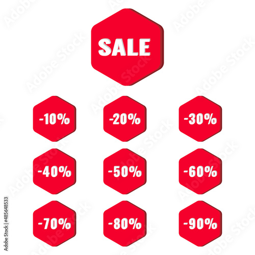 Red sale button in a Flat Design style. Easy editable vector isolated illustration.