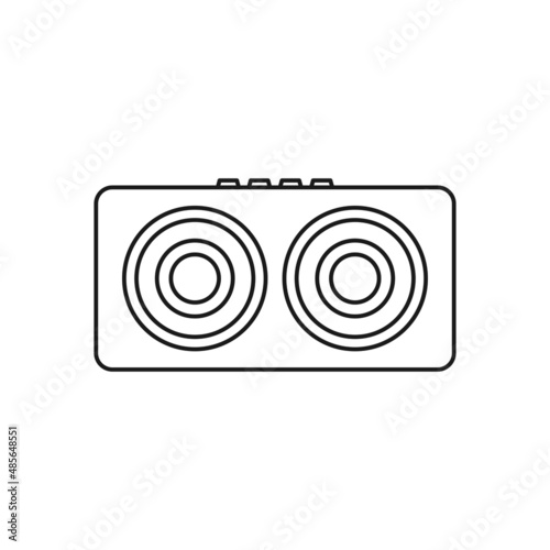 Speaker Black and White Icon in Outline Style on a White Background Suitable for Music, Stereo, Audio Icon. Isolated
