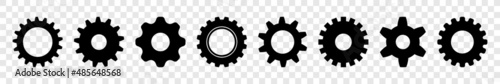Set of different gear icon, on transparent background effect, vector illustration