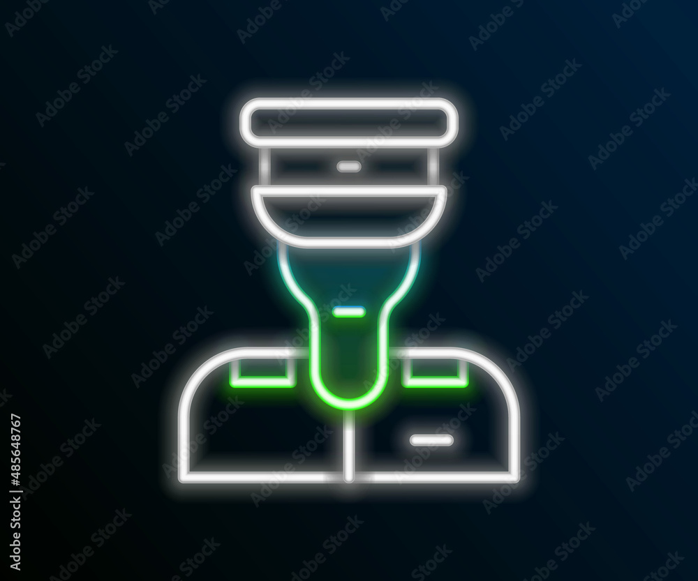 Glowing neon line Train conductor icon isolated on black background. Colorful outline concept. Vector Glowing neon line Train conductor icon isolated on black background. Colorful outline concept. Vector