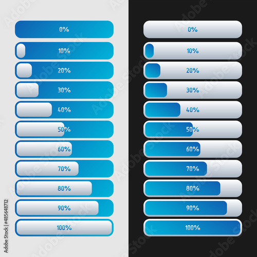 Two options for loading icons from 0 to 100%. The isolated vector illustration is easy to edit. 