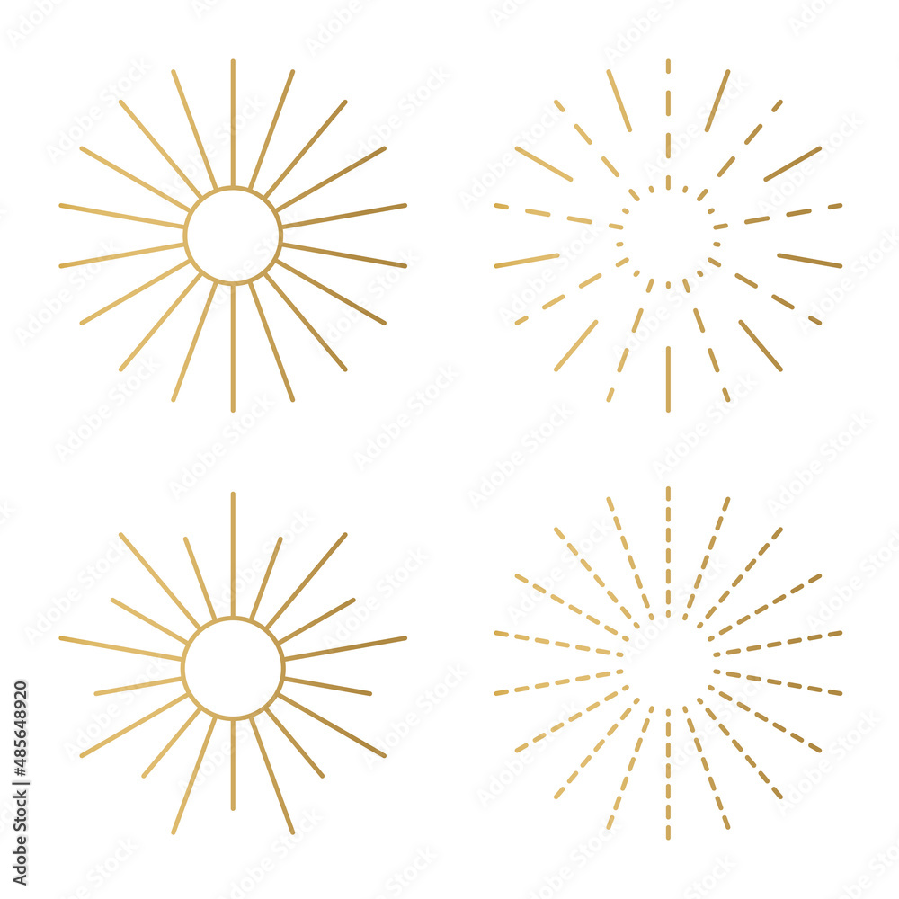 set of golden sunburst- vector illustration set of golden sunburst- vector illustration