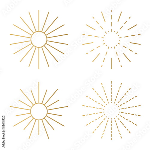 set of golden sunburst- vector illustration