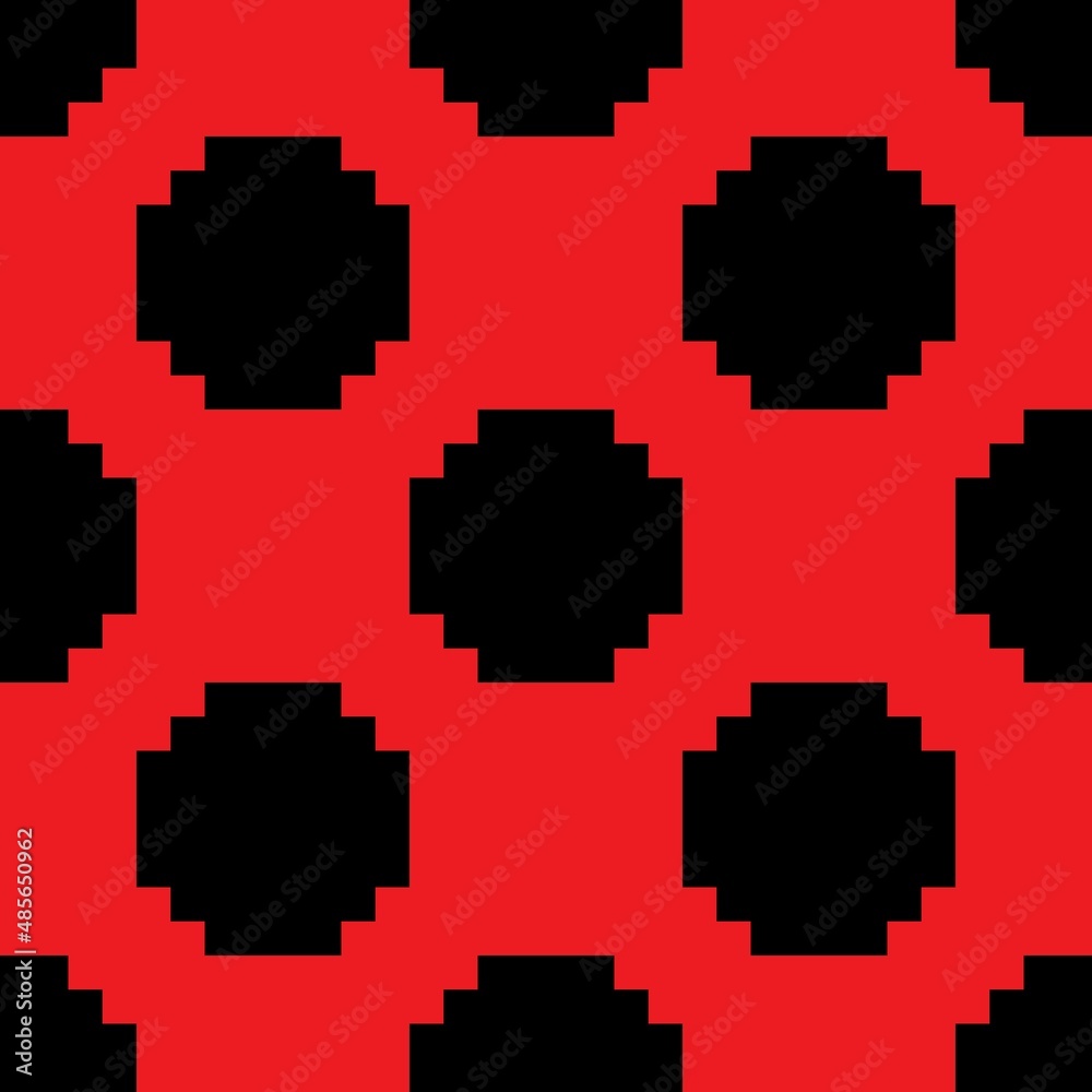 Fototapeta premium Red and black retro Polka Dot seamless pattern pixel art. Vector illustration.