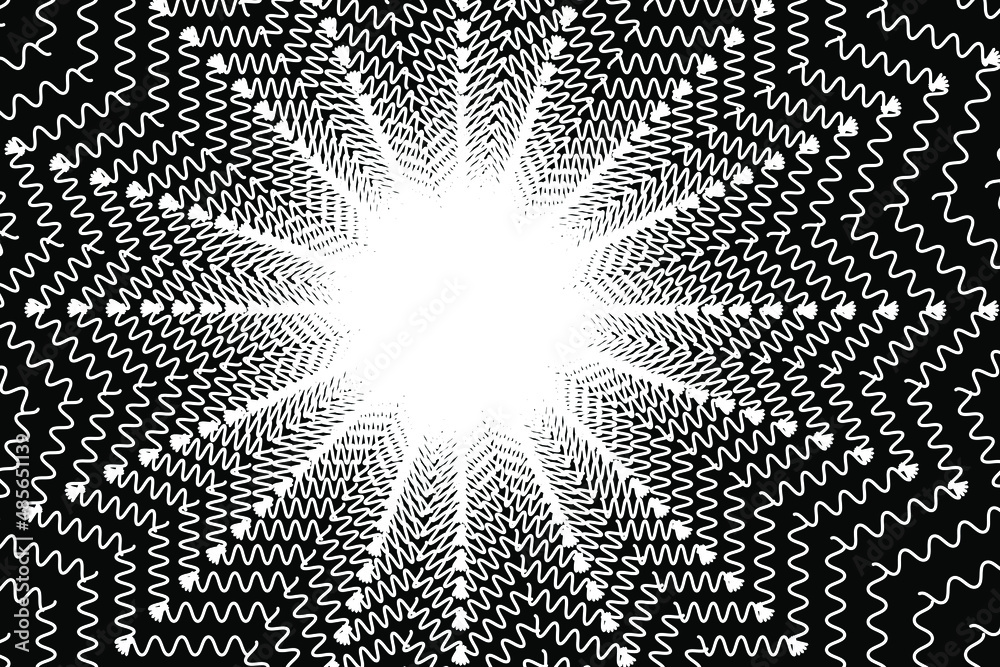 Distorted abstract lines, wireframe tunnel. The white sunshine wavy ...