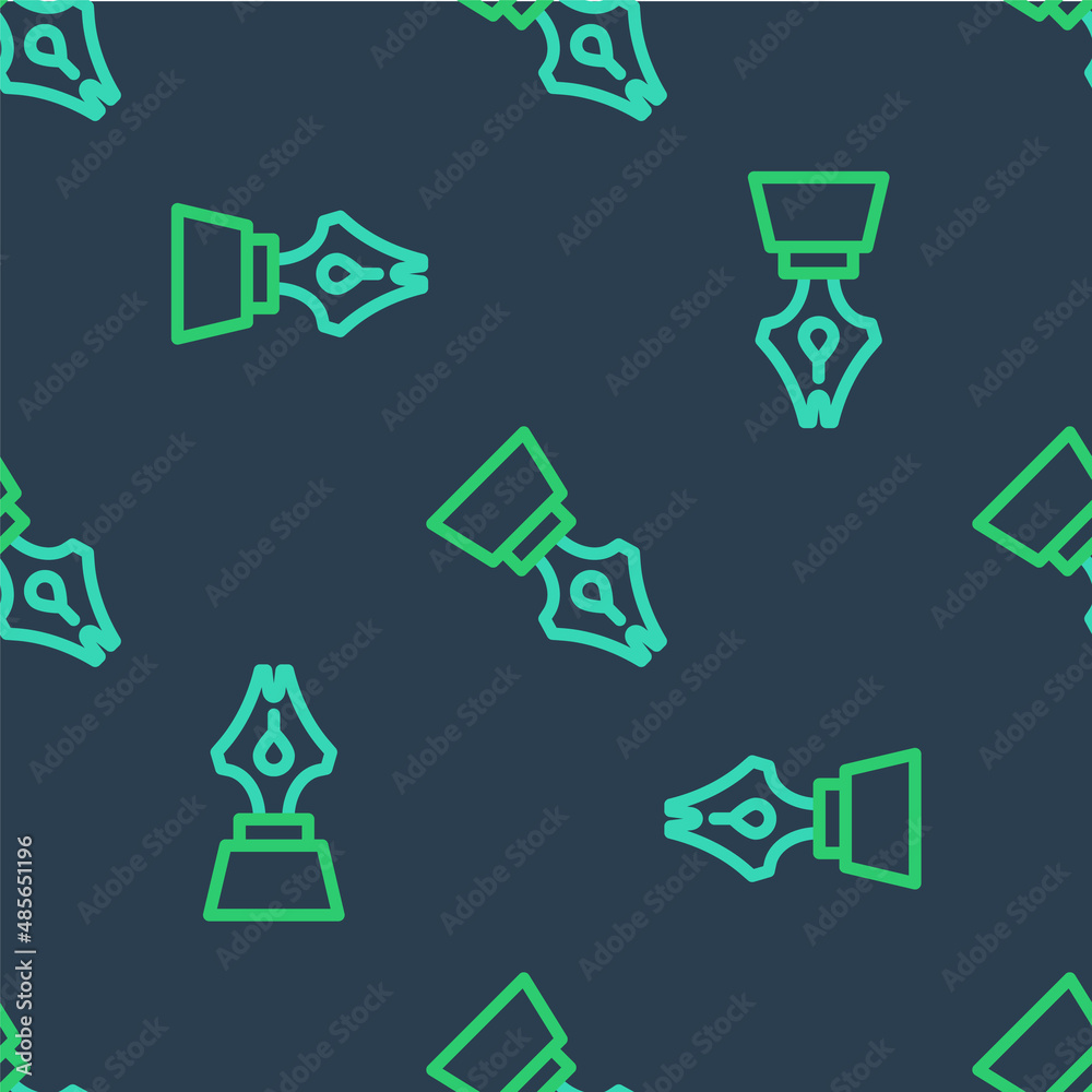 Line Fountain pen nib icon isolated seamless pattern on blue background. Pen tool sign. Vector Line Fountain pen nib icon isolated seamless pattern on blue background. Pen tool sign. Vector