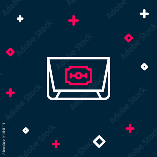 Line Blade razor icon isolated on blue background. Colorful outline concept. Vector
