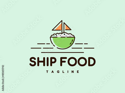 food logo illustration on boat bowl