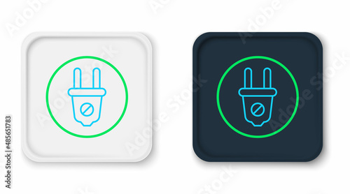 Line Electric plug icon isolated on white background. Concept of connection and disconnection of the electricity. Colorful outline concept. Vector