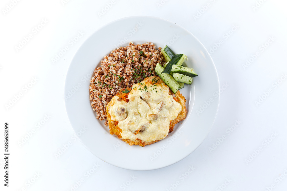 buckwheat with cutlet and cucumbers buckwheat with cutlet and cucumbers