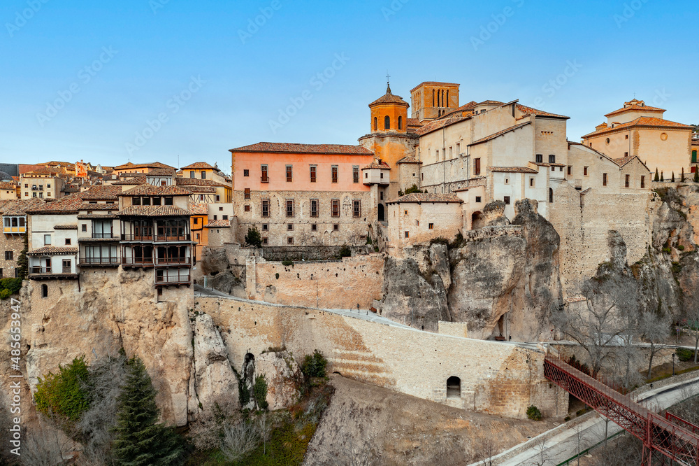 Aerial view of Cuenca, a small town built on the rocks in Spain. Aerial view of Cuenca, a small town built on the rocks in Spain.