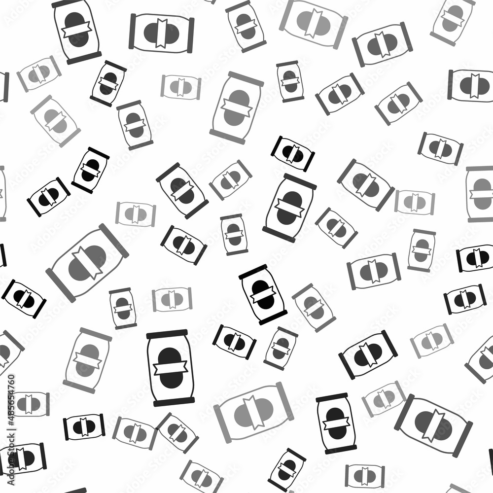 Black Beer can icon isolated seamless pattern on white background. Vector Black Beer can icon isolated seamless pattern on white background. Vector
