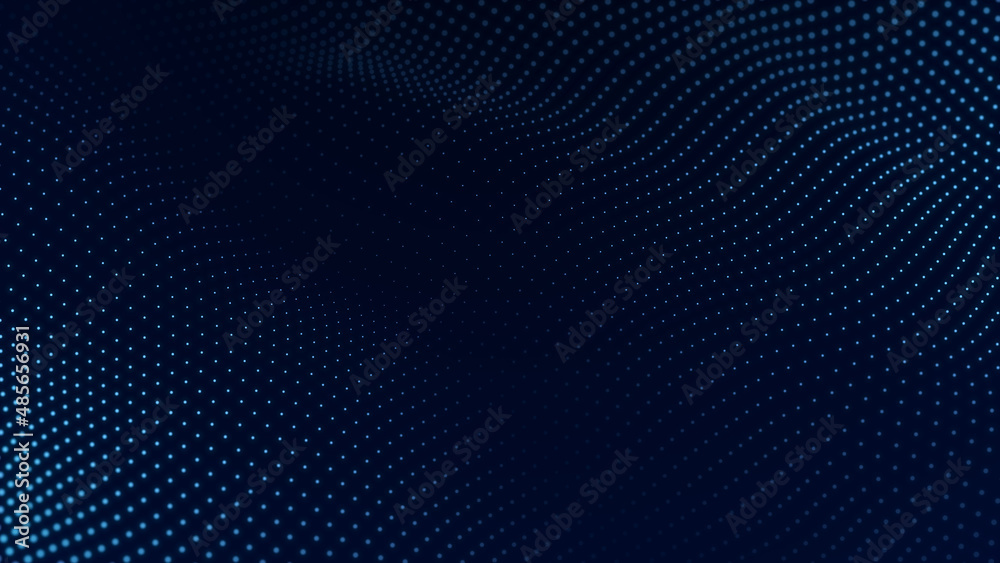 Big data stream. Digital wave with many points. Technology or science banner. 3D rendering. Big data stream. Digital wave with many points. Technology or science banner. 3D rendering.