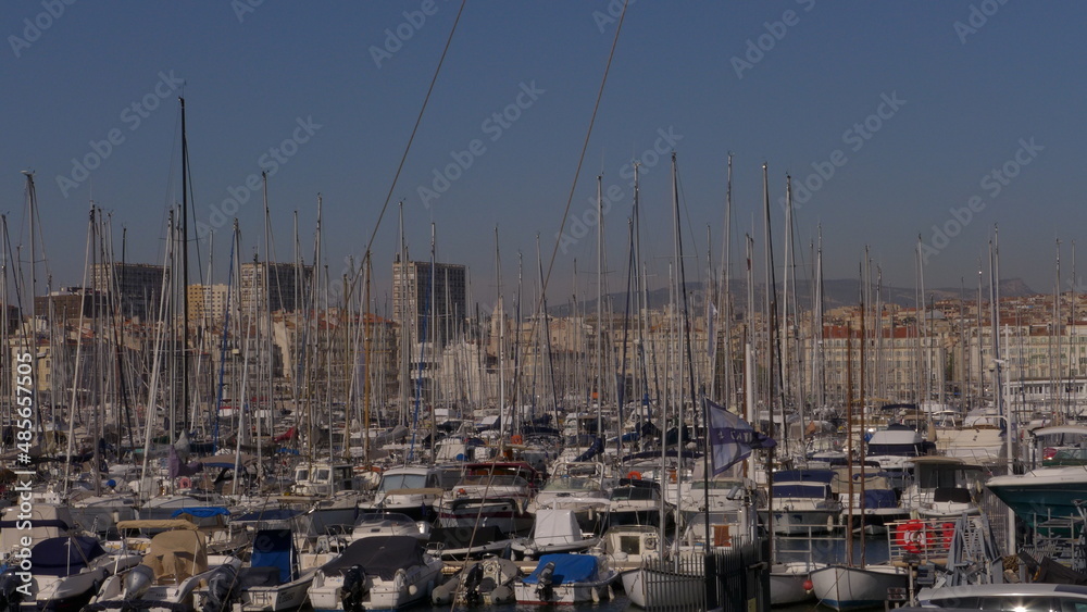 sailing yachts in the harbour of Marseille