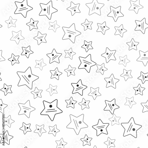 Black Walk of fame star on celebrity boulevard icon isolated seamless pattern on white background. Hollywood  famous sidewalk  boulevard actor. Vector