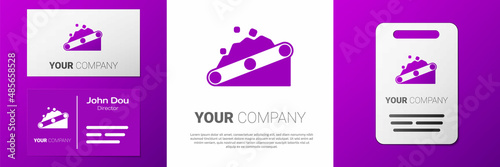 Logotype Conveyor belt carrying coal icon isolated on white background. Logo design template element. Vector