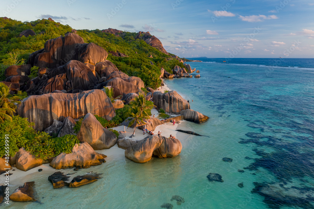 Aerial view of people relaxing on