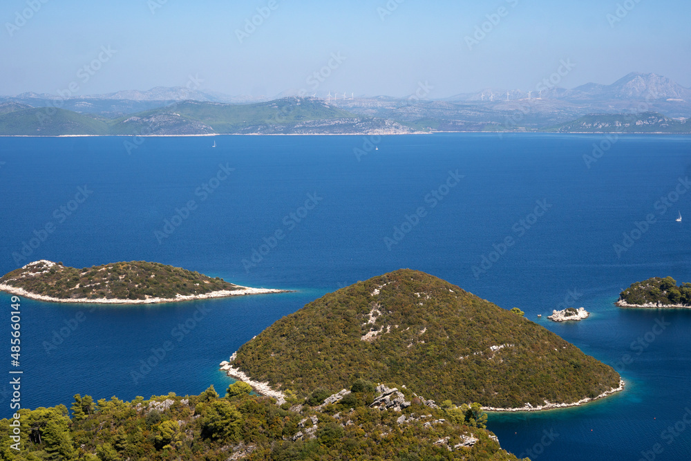 View of the sea, islands and clouds in southern Croatia