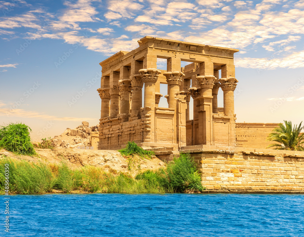 Trajan's kiosk near Philae Temple, close view, Aswan, Egypt