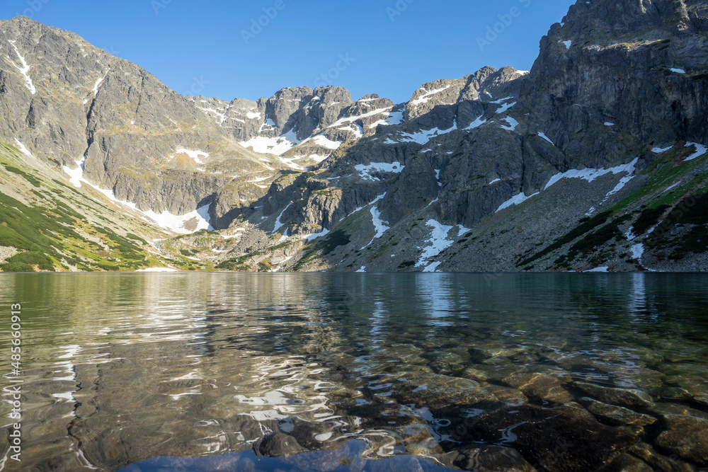 Black Pond Gasienicowy with the peaks of the High Tatras.