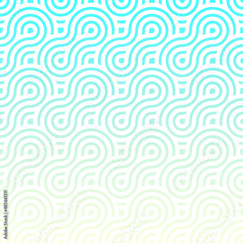 Abstract blue and green overlapping circles, ethnic pattern background.