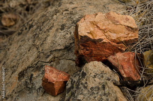 Stones of different colors in the Integral Natural Reserve of Inagua. Tejeda. Gran Canaria. Canary Islands. Spain.