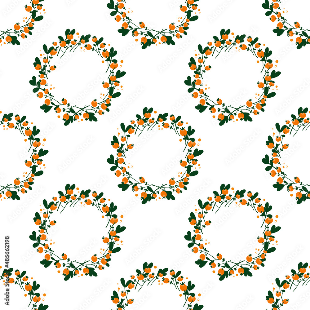 seamless pattern of wreaths with berries seamless pattern of wreaths with berries