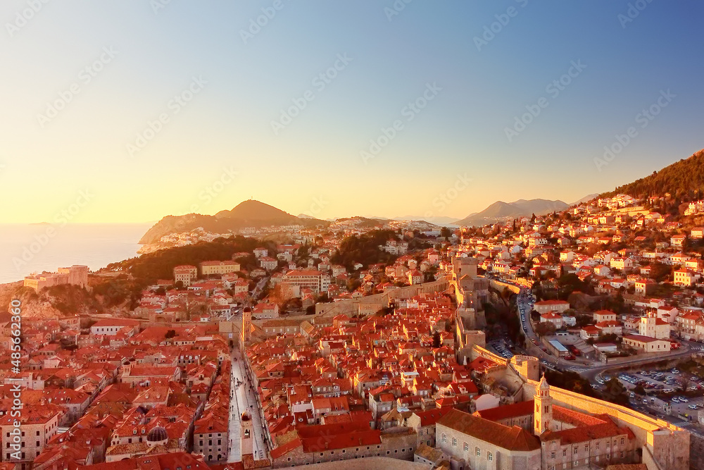 Amazing sunset view of Dubrovnik, Croatia
