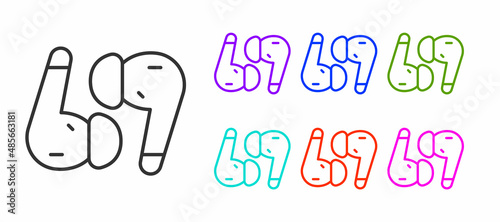 Obraz na płótnie Black line Air headphones icon icon isolated on white background