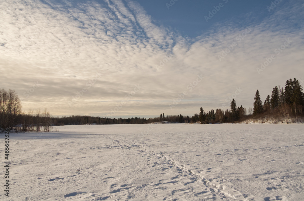 Frozen Astotin Lake in Winter