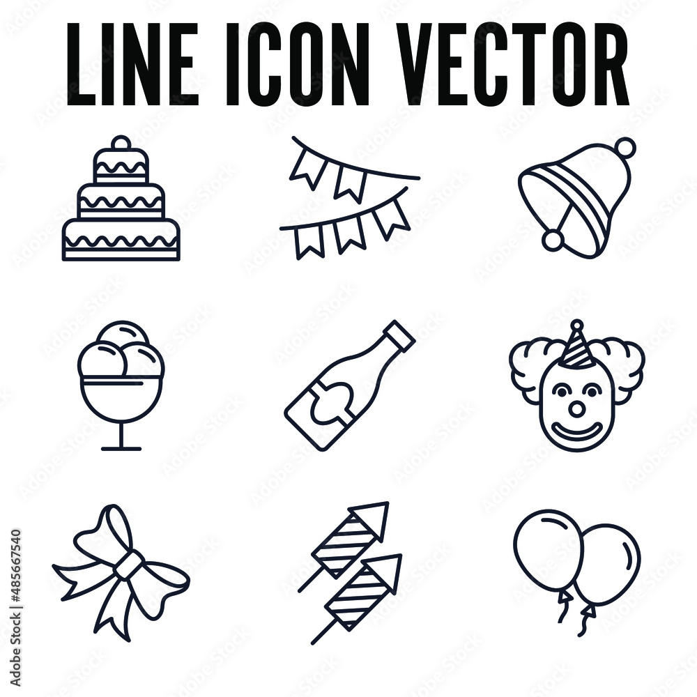 Fototapeta premium Party elements set icon symbol template for graphic and web design collection logo vector illustration