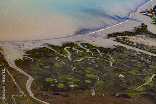 Fotografie Aerial View of the Corte Madera Marsh State Marine Park in the San Francisco Bay