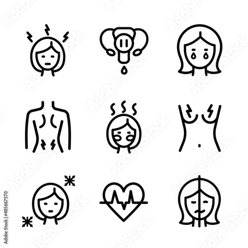 Menopause outline icons set