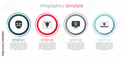 Set Drama theatrical mask, Rorschach test, Psychology, Psi and Psychologist online. Business infographic template. Vector