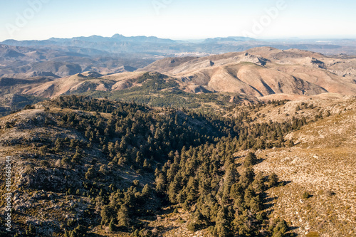 Aerial view of mountains in Sierra de las Nieves in Lifa, Andalusia, Spain. photo