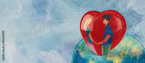 Foto Happy Valentines Day. Watercolor card