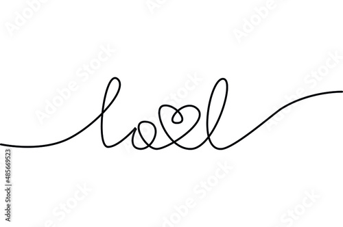 Hearts. Continuous linear artistic drawing. Wedding concept. The inscription love