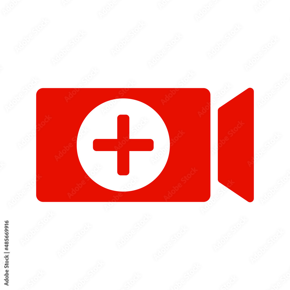 Obraz premium Add video button. Video camera icon. Vectors.