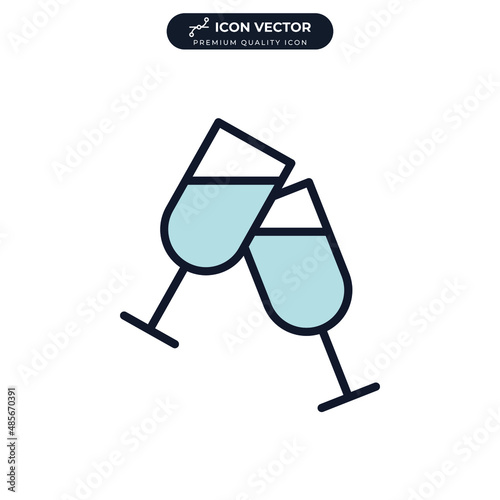 Champagne glasses icon symbol template for graphic and web design collection logo vector illustration