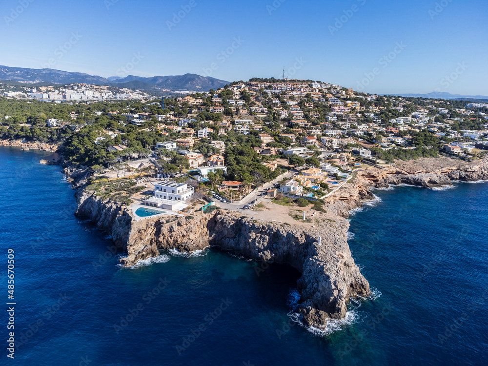 multiple buildings in Santa Ponça coast, Mallorca, Balearic Islands, Spain