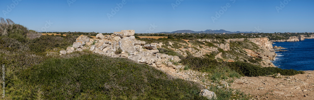 Punta des Baus remains of the Talayotic settlement, Santanyi, Mallorca, Balearic Islands, Spain