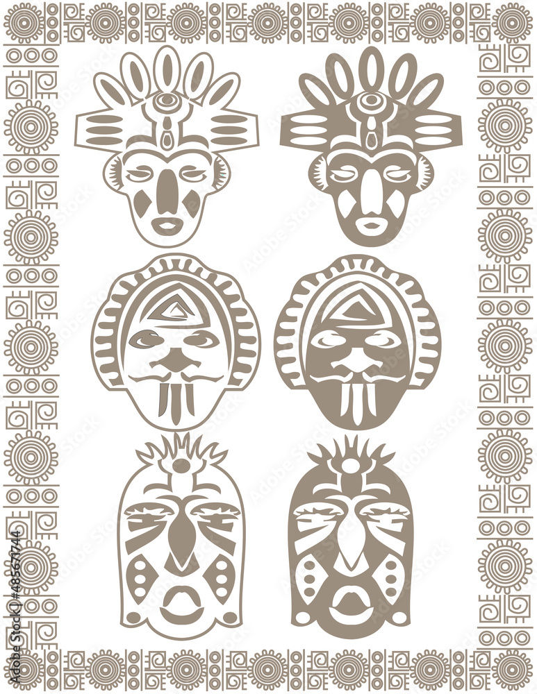 African masks. Vector illustration for different design