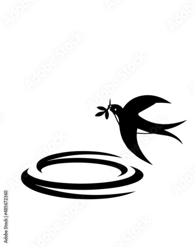 Swallow icon flying from a cage.  Swallow cage silhouette