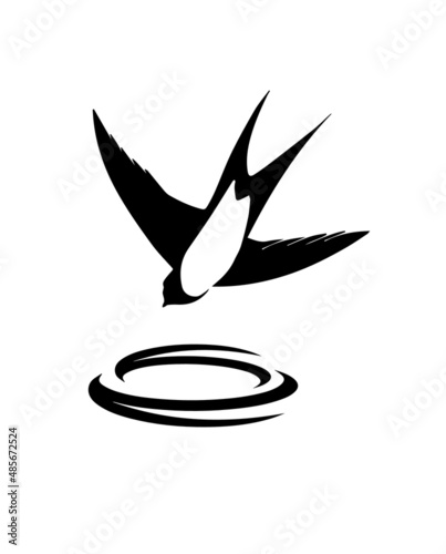 Swallow icon flying from a cage.  Swallow cage silhouette