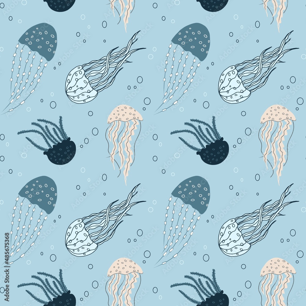 Jellyfish Cartoon Print Pattern Backpack