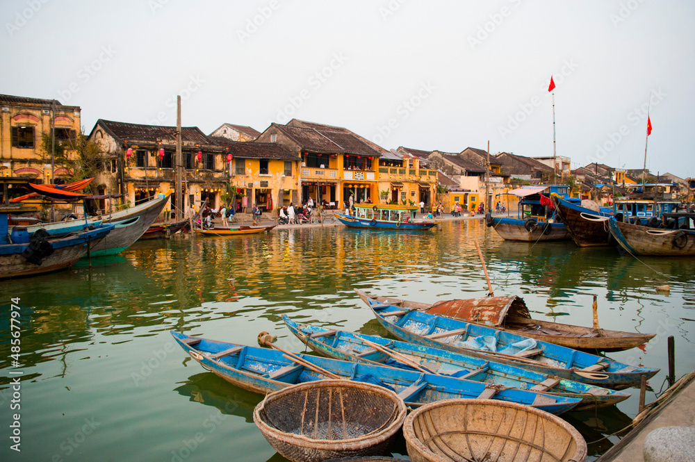Boats in Hoi An Harbour, Vietnam, Southeast Asia