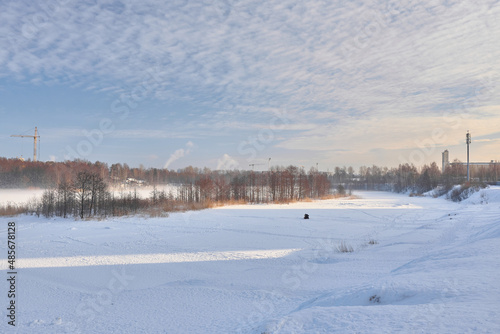 Shooting a winter forest with a quadcopter 