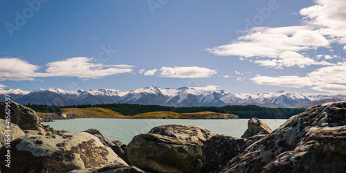 Panoramic Photo of Snow Capped Mountains and Lake Pukaki, South Island, New Zealand © Matthew