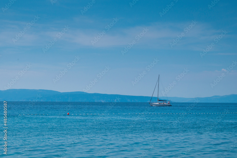 Yacht in the adriatic sea near Kostrena, Croatia